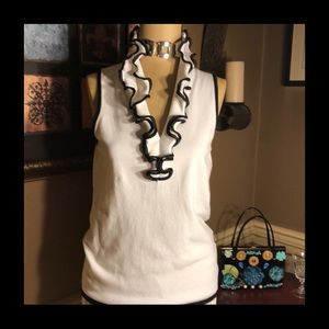 Fontana Tops - 🦋Fontana White Sleeveless Ruffled Sweater Top🦋 Fontana Tops - 🦋Fontana White Sleeveless Ruffled Sweater Top🦋